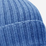 Milano (light blue) - 100% cashmere ribbed beanie (unisex) - Leather Gloves Online - Luxury Beanie - 2