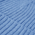 Milano (light blue) - 100% cashmere ribbed beanie (unisex) - Leather Gloves Online - Luxury Beanie - 3