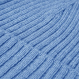 Milano (light blue) - 100% cashmere ribbed beanie (unisex) - Leather Gloves Online - Luxury Beanie - 3