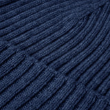 Milano (navy blue) - 100% cashmere ribbed beanie (unisex)- Leather Gloves Online - Luxury Beanie - 3