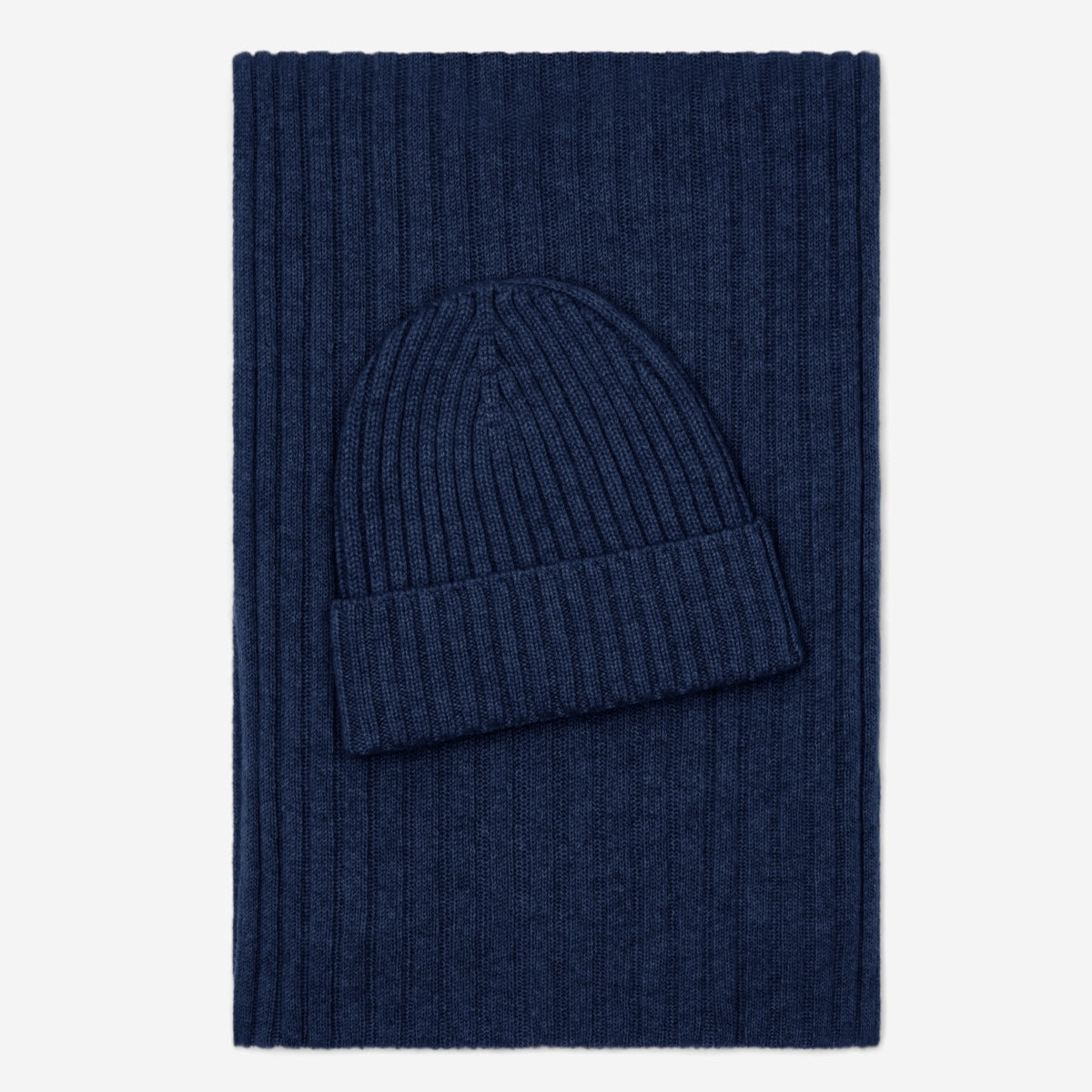 Milano (navy blue) - 100% cashmere ribbed beanie (unisex)- Leather Gloves Online - Luxury Beanie - 4