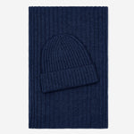 Milano (navy blue) - 100% cashmere ribbed beanie (unisex)- Leather Gloves Online - Luxury Beanie - 4