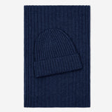 Milano (navy blue) - 100% cashmere ribbed beanie (unisex)- Leather Gloves Online - Luxury Beanie - 4
