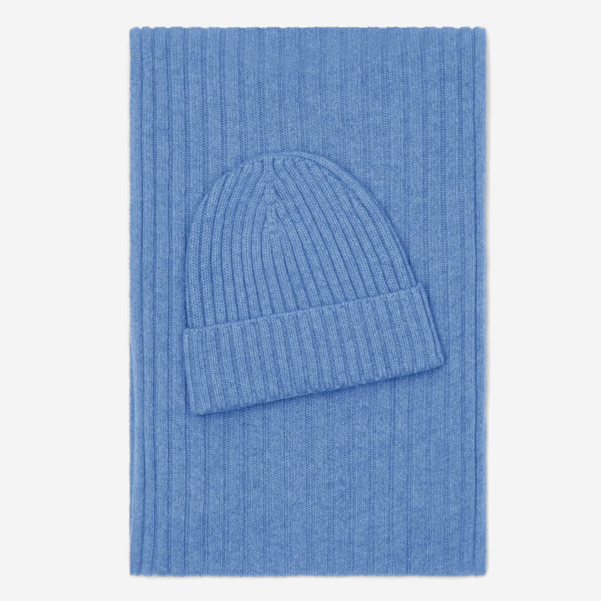 Milano (light blue) - 100% cashmere ribbed beanie (unisex) - Leather Gloves Online - Luxury Beanie - 4