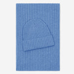 Milano (light blue) - 100% cashmere ribbed beanie (unisex) - Leather Gloves Online - Luxury Beanie - 4