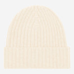 Milano (cream) - 100% cashmere ribbed beanie (unisex) Milano (cream) - 100% cashmere ribbed beanie (unisex) - Leather Gloves Online - Luxury Beanie - 1