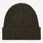 Milano (dark green) - 100% cashmere ribbed beanie (unisex) - Leather Gloves Online - Luxury Beanie - 1