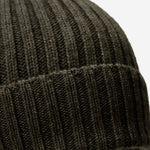 Milano (dark green) - 100% cashmere ribbed beanie (unisex) - Leather Gloves Online - Luxury Beanie - 2