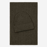 Milano (dark green) - 100% cashmere ribbed beanie (unisex) - Leather Gloves Online - Luxury Beanie - 4