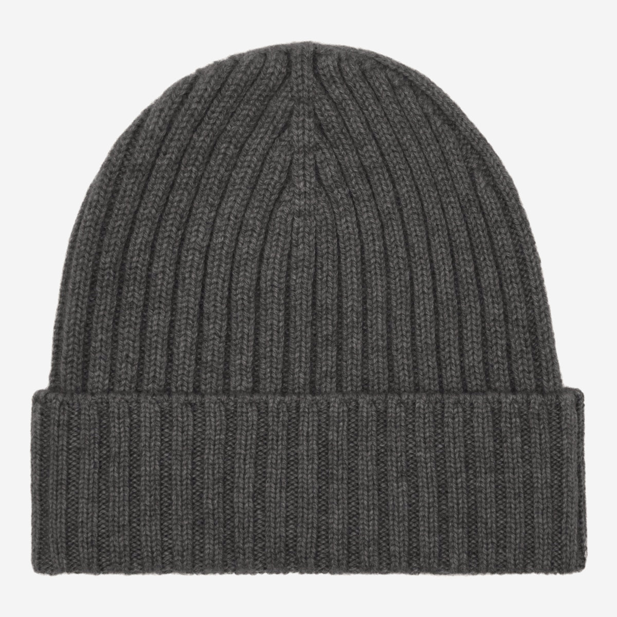 Milano (dark grey) - 100% cashmere ribbed beanie (unisex) - Leather Gloves Online - Luxury Beanie - 1