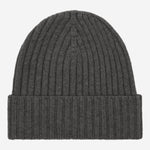 Milano (dark grey) - 100% cashmere ribbed beanie (unisex) - Leather Gloves Online - Luxury Beanie - 1