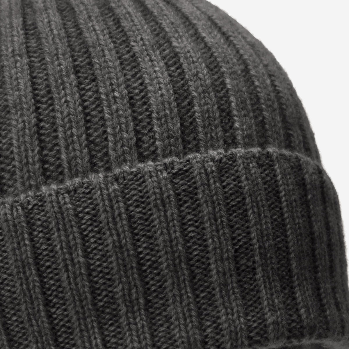 Milano (dark grey) - 100% cashmere ribbed beanie (unisex) - Leather Gloves Online - Luxury Beanie - 2