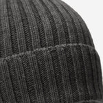 Milano (dark grey) - 100% cashmere ribbed beanie (unisex) - Leather Gloves Online - Luxury Beanie - 2