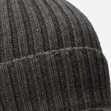 Milano (dark grey) - 100% cashmere ribbed beanie (unisex) - Leather Gloves Online - Luxury Beanie - 2