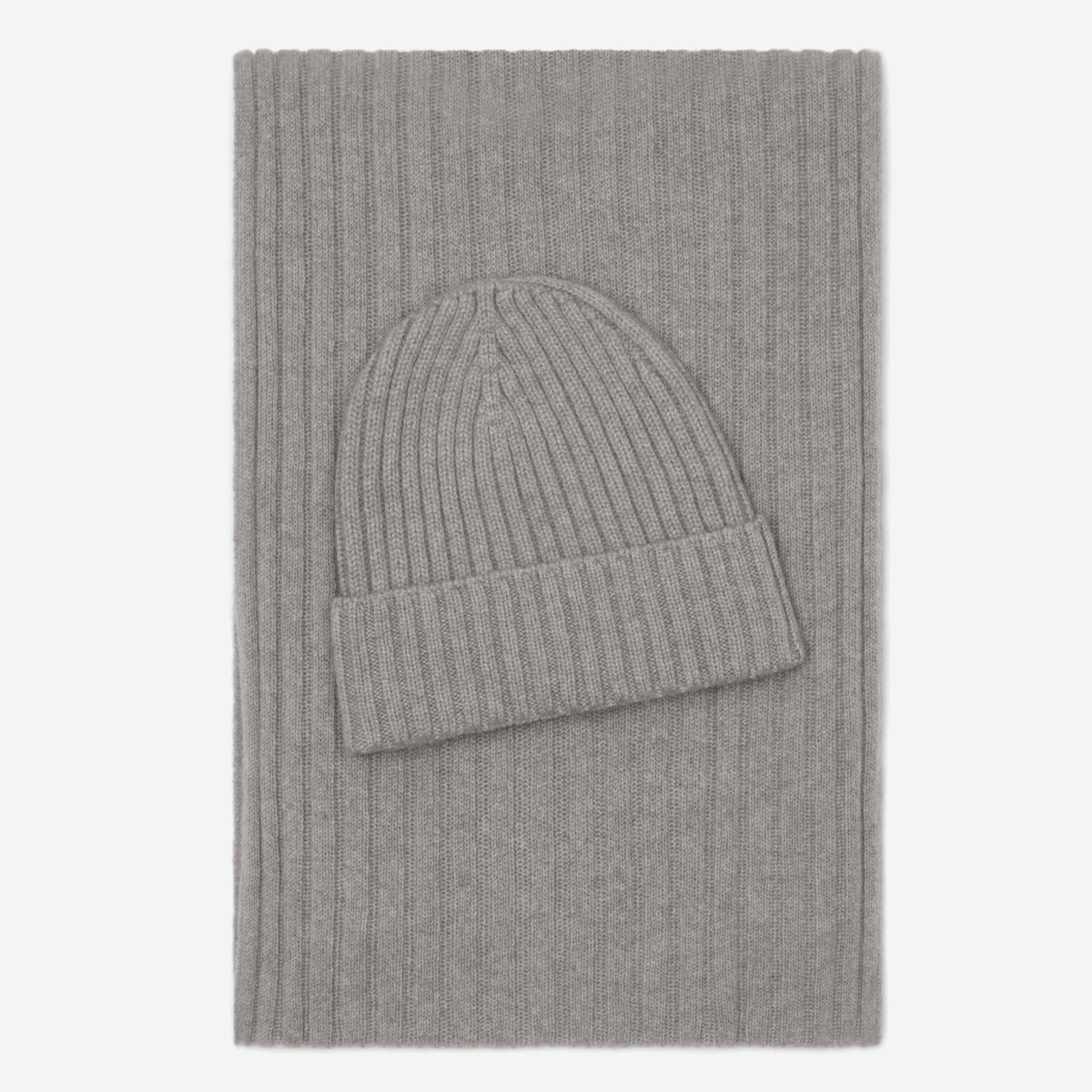 Milano (light grey) - 100% cashmere ribbed beanie (unisex)- Leather Gloves Online - Luxury Beanie - 4