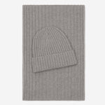 Milano (light grey) - 100% cashmere ribbed beanie (unisex)- Leather Gloves Online - Luxury Beanie - 4