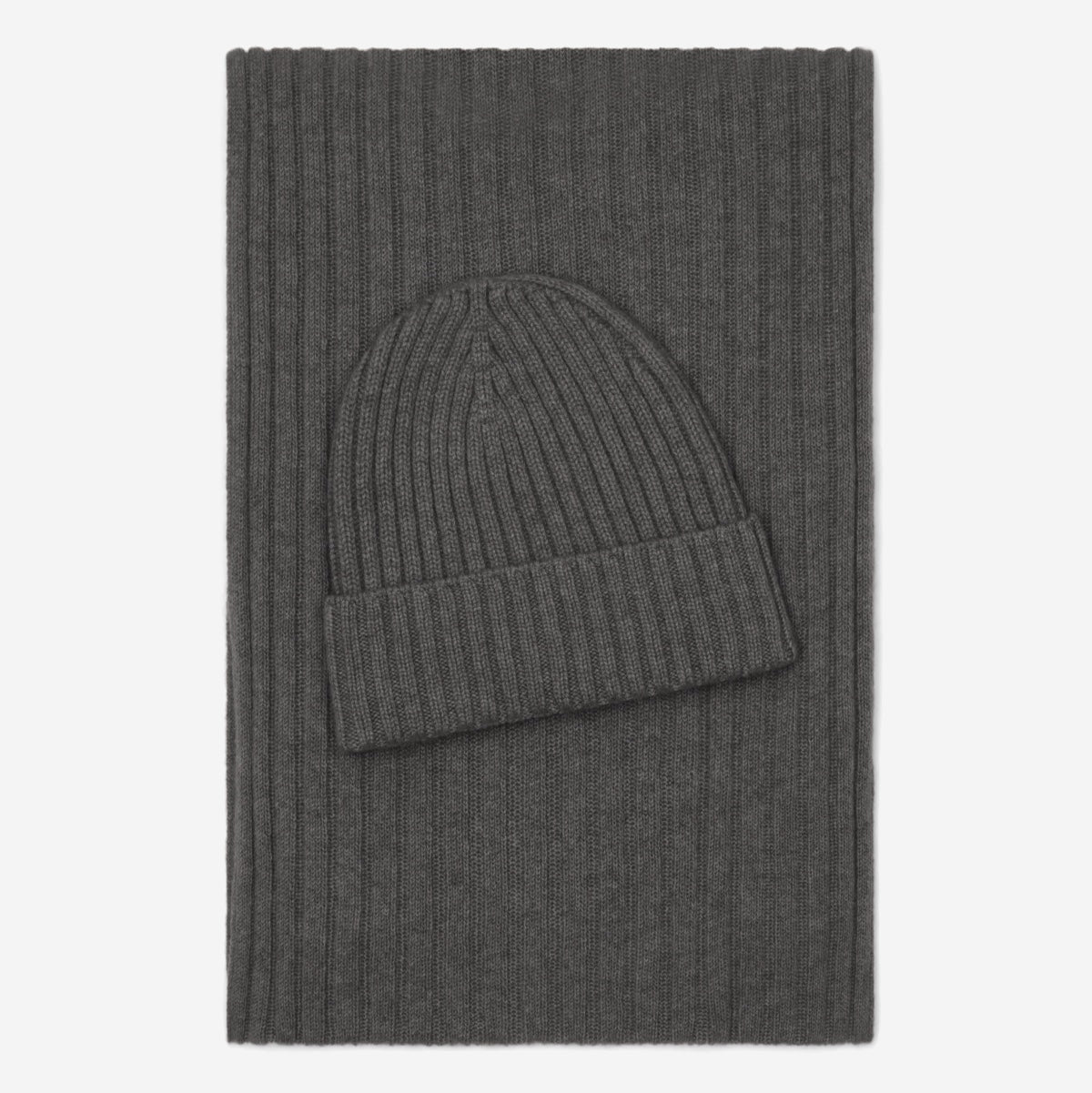 Milano (dark grey) - 100% cashmere ribbed beanie (unisex) - Leather Gloves Online - Luxury Beanie - 4
