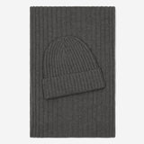 Milano (dark grey) - 100% cashmere ribbed beanie (unisex) - Leather Gloves Online - Luxury Beanie - 4