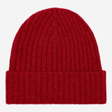 Milano (red) - 100% cashmere ribbed beanie (unisex) - Leather Gloves Online - Luxury Beanie - 1