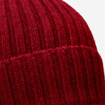 Milano (red) - 100% cashmere ribbed beanie (unisex) - Leather Gloves Online - Luxury Beanie - 2