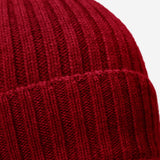 Milano (red) - 100% cashmere ribbed beanie (unisex) - Leather Gloves Online - Luxury Beanie - 2