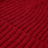 Milano (red) - 100% cashmere ribbed beanie (unisex) - Leather Gloves Online - Luxury Beanie - 3