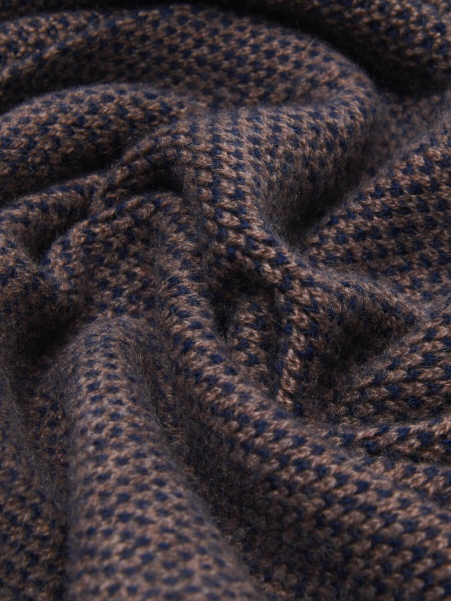 Riccardo (brown & blue) - 100% cashmere scarf with pattern- Leather Gloves Online - Luxury Italian Scarf - 5
