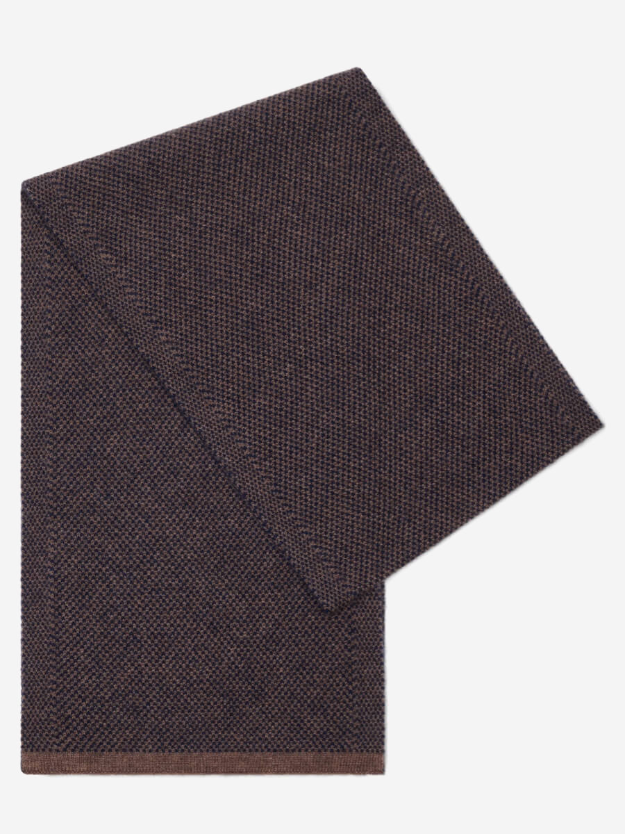 Riccardo (brown & blue) - 100% cashmere scarf with pattern- Leather Gloves Online - Luxury Italian Scarf - 1