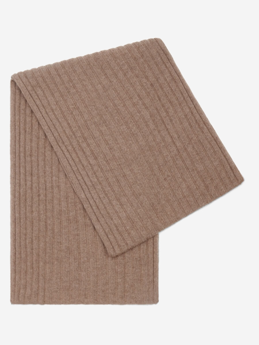 Napoli (brown) - 100% cashmere ribbed scarf (unisex)- Leather Gloves Online - Luxury Italian Scarf - 1
