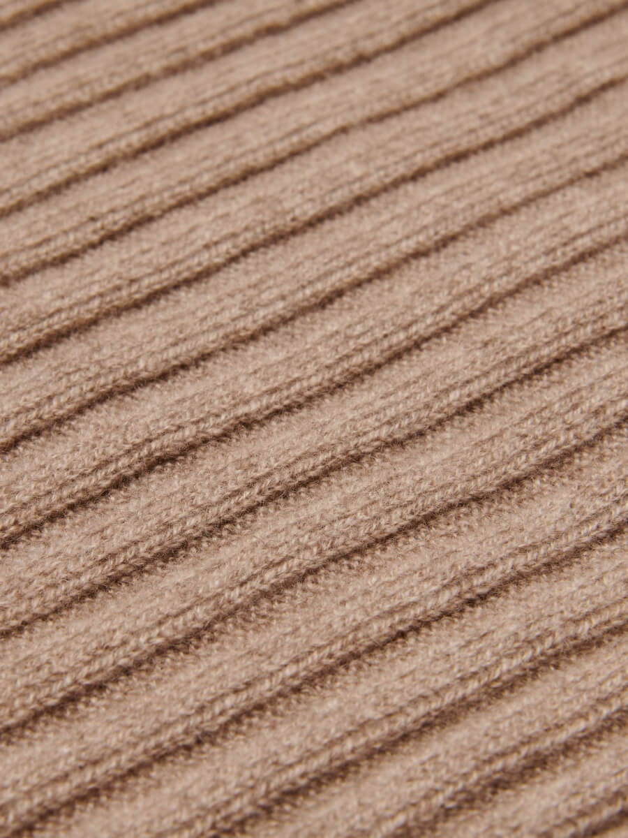 Napoli (brown) - 100% cashmere ribbed scarf (unisex)- Leather Gloves Online - Luxury Italian Scarf - 2