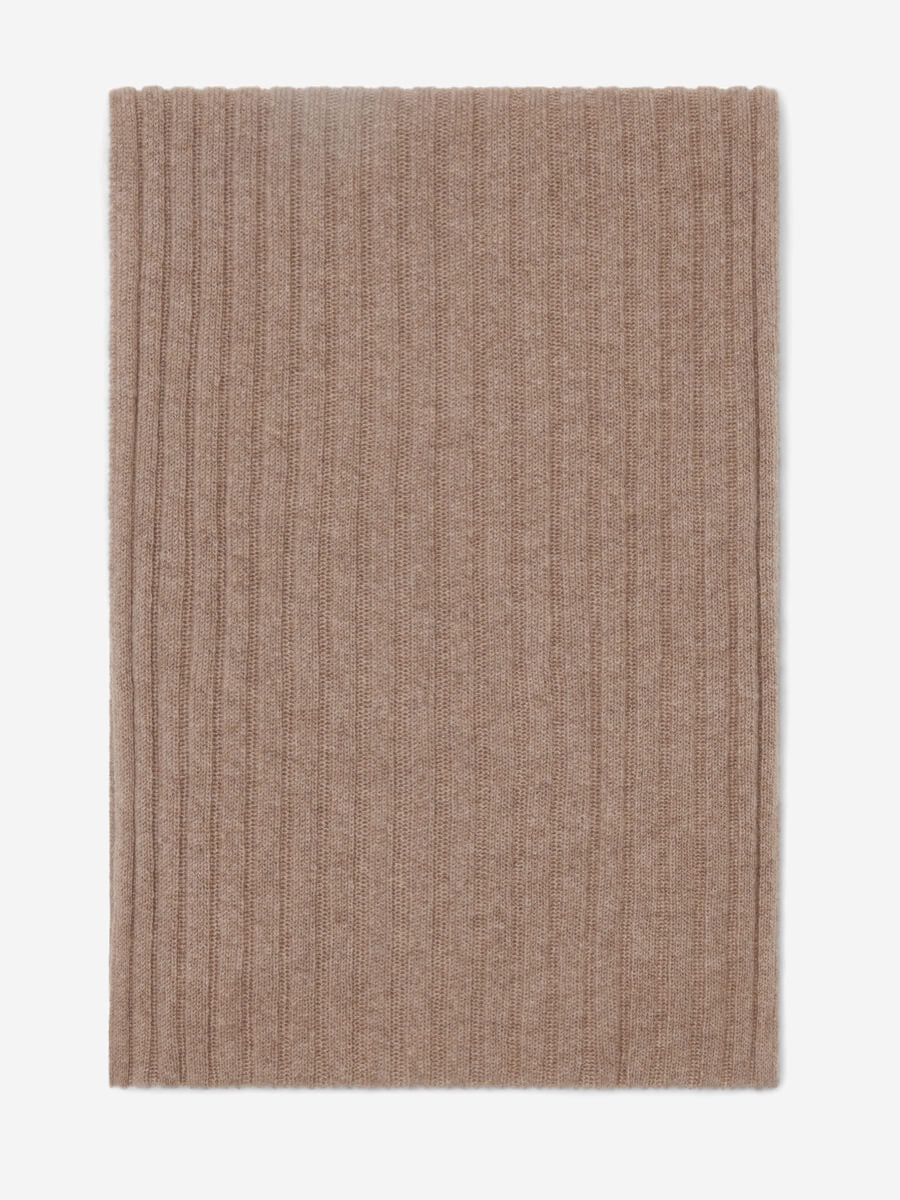 Napoli (brown) - 100% cashmere ribbed scarf (unisex)- Leather Gloves Online - Luxury Italian Scarf - 3
