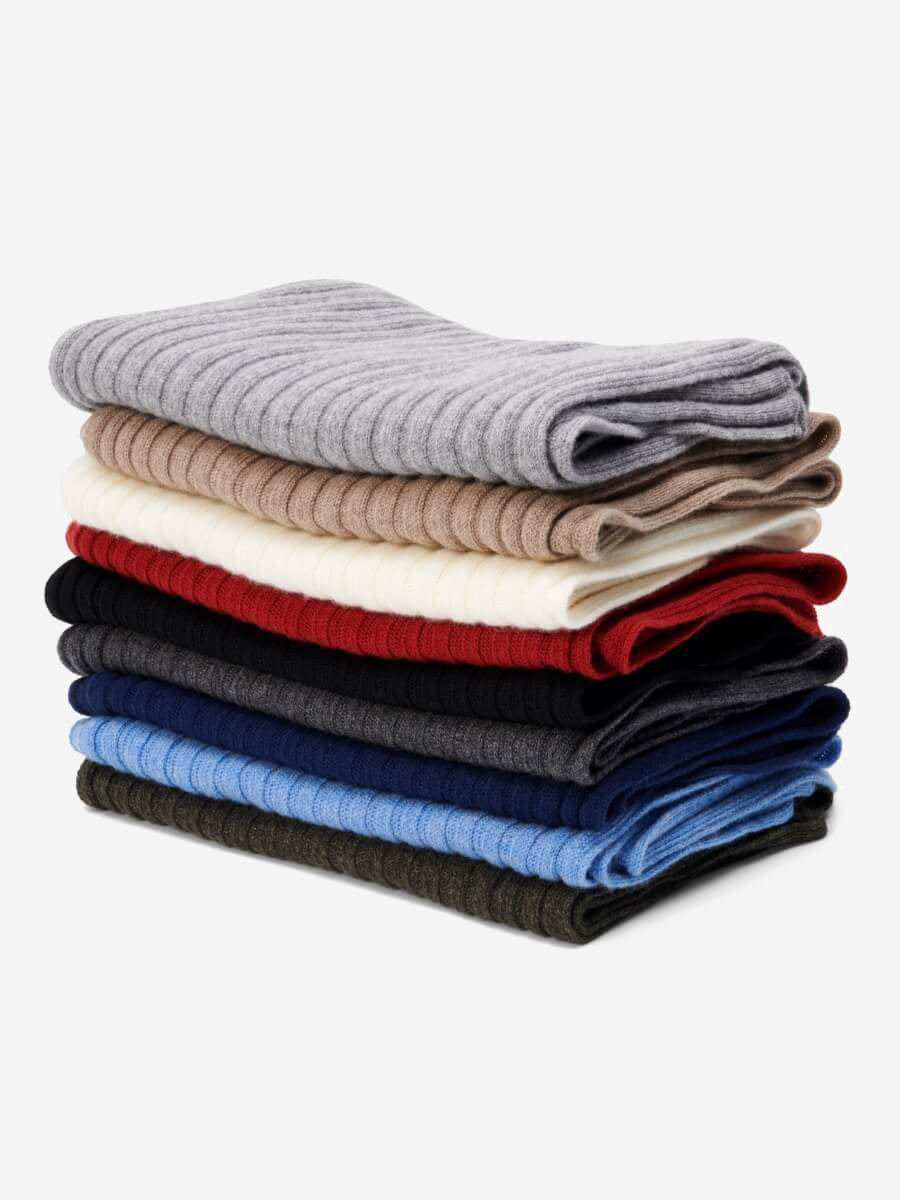 Napoli (red) - 100% cashmere ribbed scarf (unisex)- Leather Gloves Online - Luxury Italian Scarf - 5