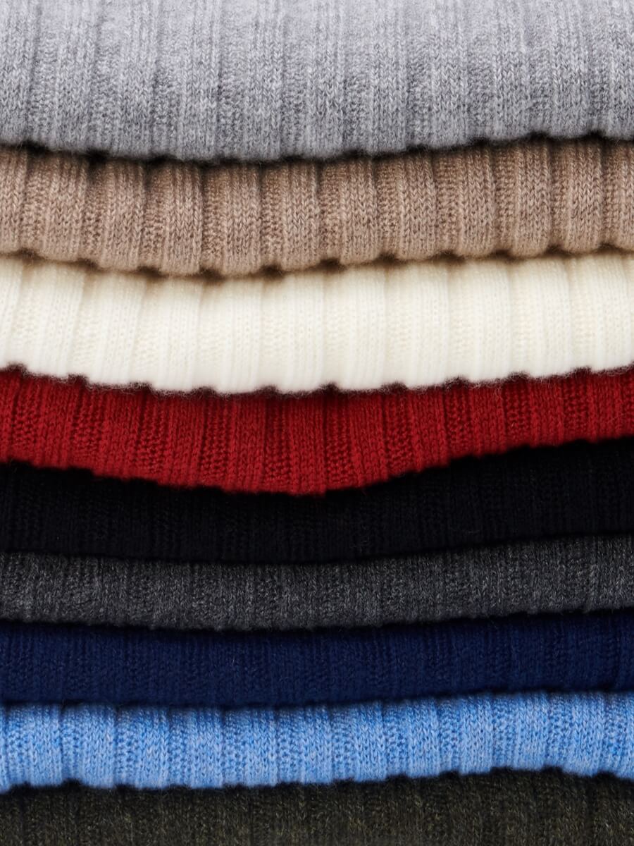 Napoli (light blue) - 100% cashmere ribbed scarf (unisex)- Leather Gloves Online - Luxury Italian Scarf - 6