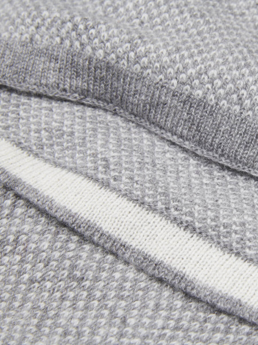 Riccardo (grey & white) - 100% cashmere scarf with pattern - Leather Gloves Online - Luxury Italian Scarf - 3