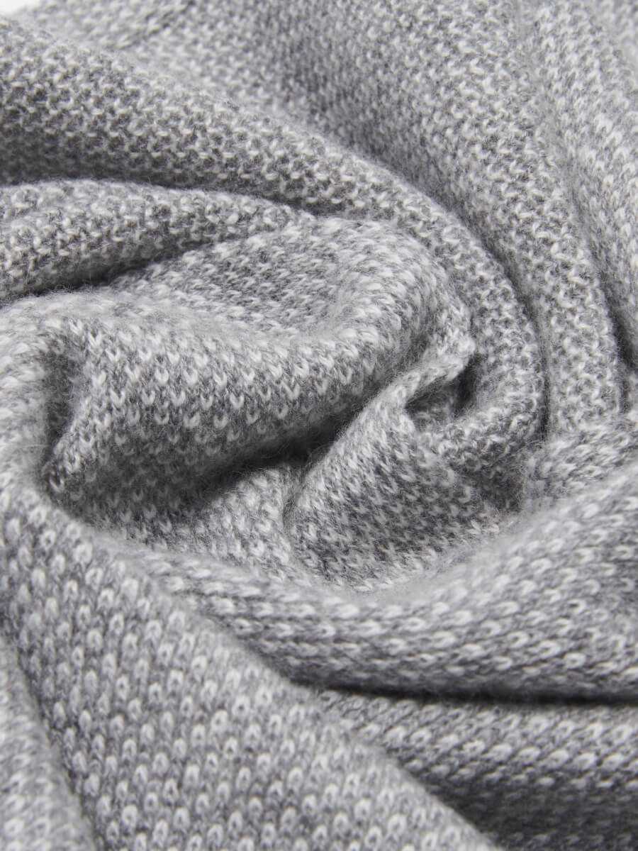 Riccardo (grey & white) - 100% cashmere scarf with pattern - Leather Gloves Online - Luxury Italian Scarf - 5