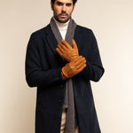 Riccardo (brown & blue) - 100% cashmere scarf with pattern- Leather Gloves Online - Luxury Italian Scarf - 8