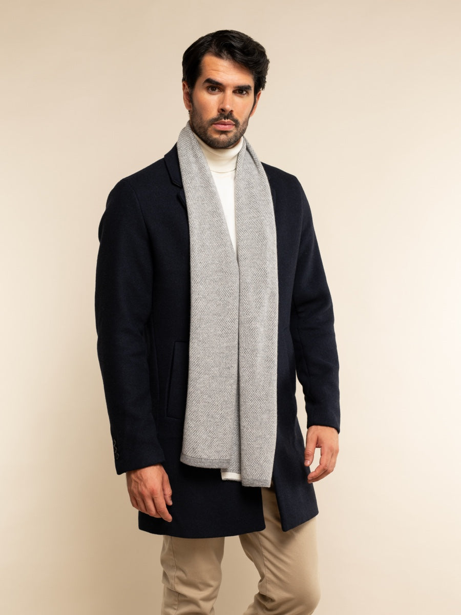 Riccardo (grey & white) - 100% cashmere scarf with pattern - Leather Gloves Online - Luxury Italian Scarf - 8
