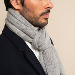 Riccardo (grey & white) - 100% cashmere scarf with pattern - Leather Gloves Online - Luxury Italian Scarf - 9