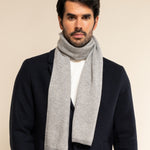 Riccardo (grey & white) - 100% cashmere scarf with pattern - Leather Gloves Online - Luxury Italian Scarf - 2