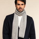 Riccardo (grey & white) - 100% cashmere scarf with pattern - Leather Gloves Online - Luxury Italian Scarf - 2