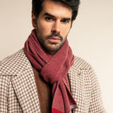 Riccardo (red & grey) - 100% cashmere scarf with pattern - Leather Gloves Online - Luxury Italian Scarf - 2