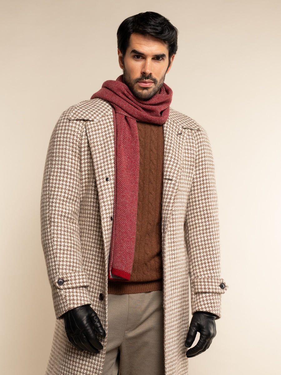 Riccardo (red & grey) - 100% cashmere scarf with pattern - Leather Gloves Online - Luxury Italian Scarf - 9