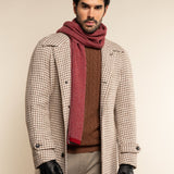 Riccardo (red & grey) - 100% cashmere scarf with pattern - Leather Gloves Online - Luxury Italian Scarf - 9