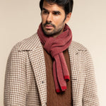 Riccardo (red & grey) - 100% cashmere scarf with pattern - Leather Gloves Online - Luxury Italian Scarf - 8