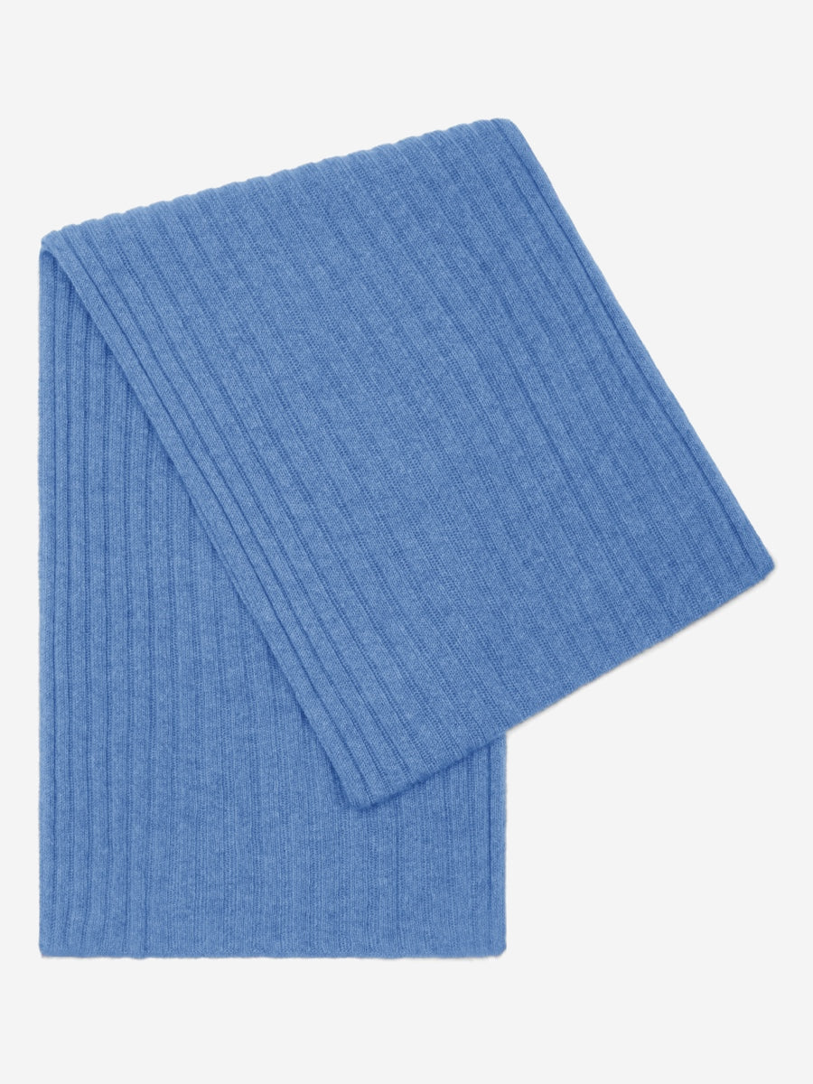 Napoli (light blue) - 100% cashmere ribbed scarf (unisex)- Leather Gloves Online - Luxury Italian Scarf - 1