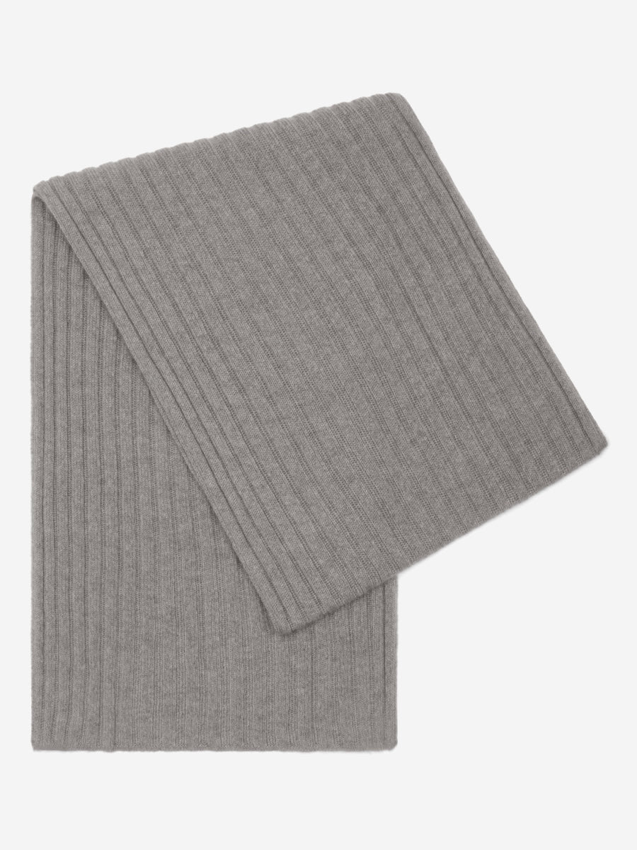 Napoli (light grey) - 100% cashmere ribbed scarf (unisex)- Leather Gloves Online - Luxury Italian Scarf - 1