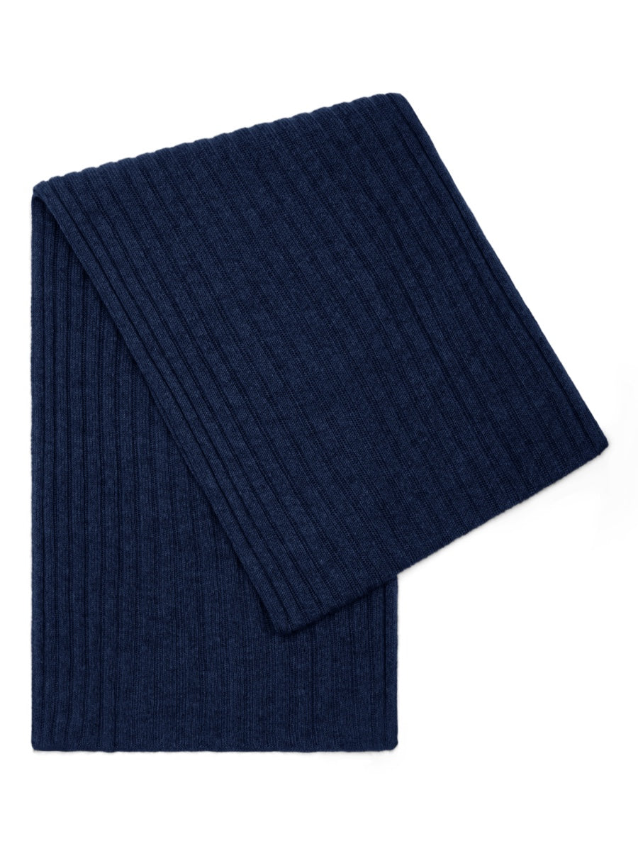 Men's Ribbed Cashmere Scarf w. Leather Tab - Denim Blue – Carolyn Rowan  Collection
