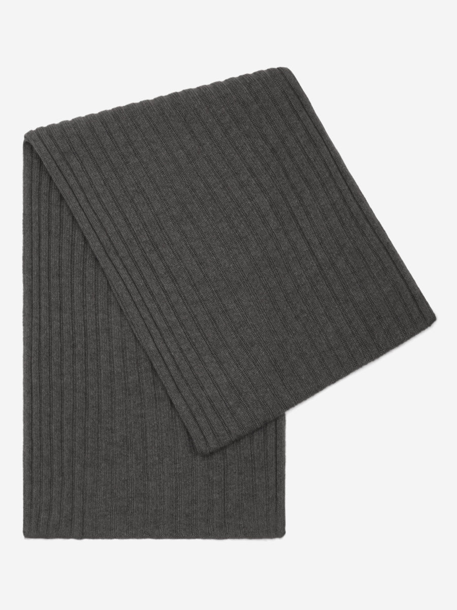 Napoli (dark grey) - 100% cashmere ribbed scarf (unisex)- Leather Gloves Online - Luxury Italian Scarf - 1
