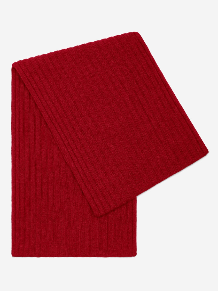 Napoli (red) - 100% cashmere ribbed scarf (unisex)- Leather Gloves Online - Luxury Italian Scarf - 1