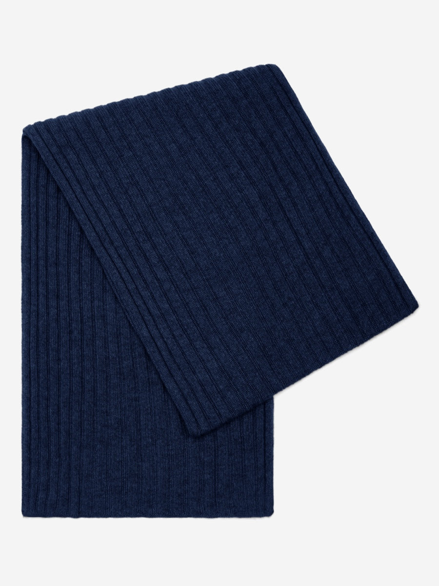 Napoli (navy blue) - 100% cashmere ribbed scarf (unisex)- Leather Gloves Online - Luxury Italian Scarf - 1